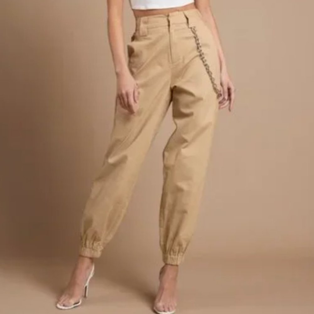 I AM GIA high rise cobain cargo pants khaki tan camel trousers size S